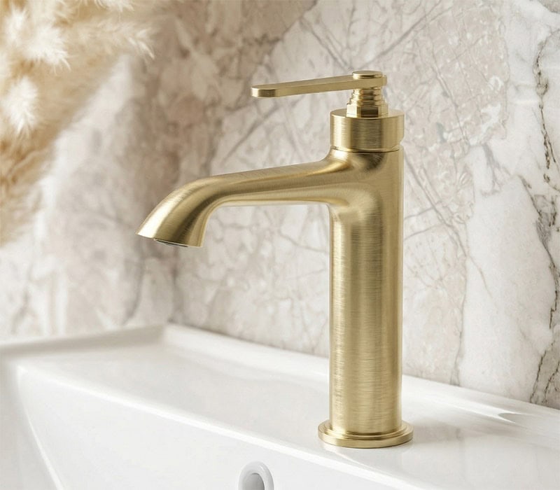 traditional brushed gold basin faucet B1006A 01 Brushed Gold DZR Brass Basin Mixer - Watermark and CE Approved Bathroom Tap Supplier Lanerdi