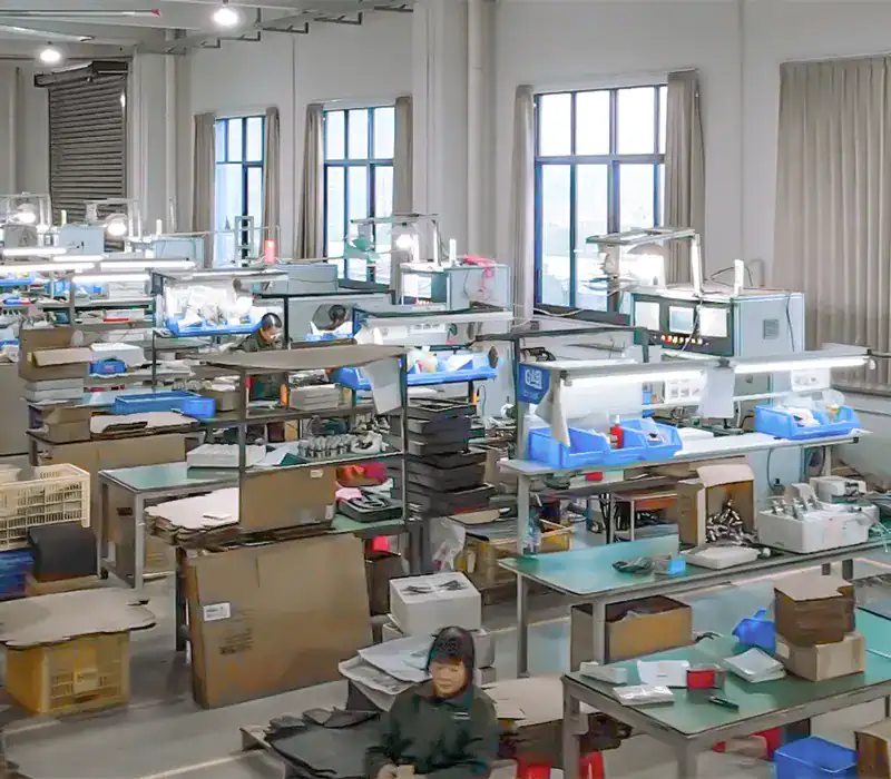 Assembly line in Lanerdi faucet factory High-volume solid stainless steel kitchen faucets in custom OEM packaging for North American market