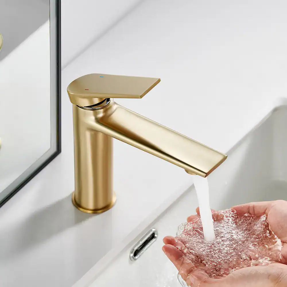 B023 01 brushed gold lavatory mixer peala collection