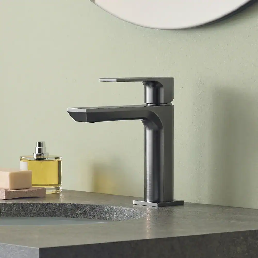 B024 01 Gunmetal basin mixer helico collection