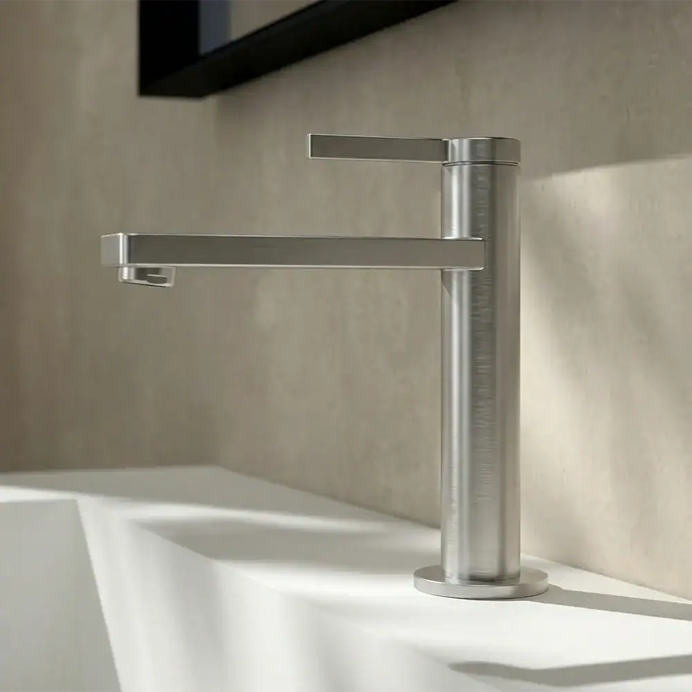 B068 01 brushed nickel lavatory tap Castor collection