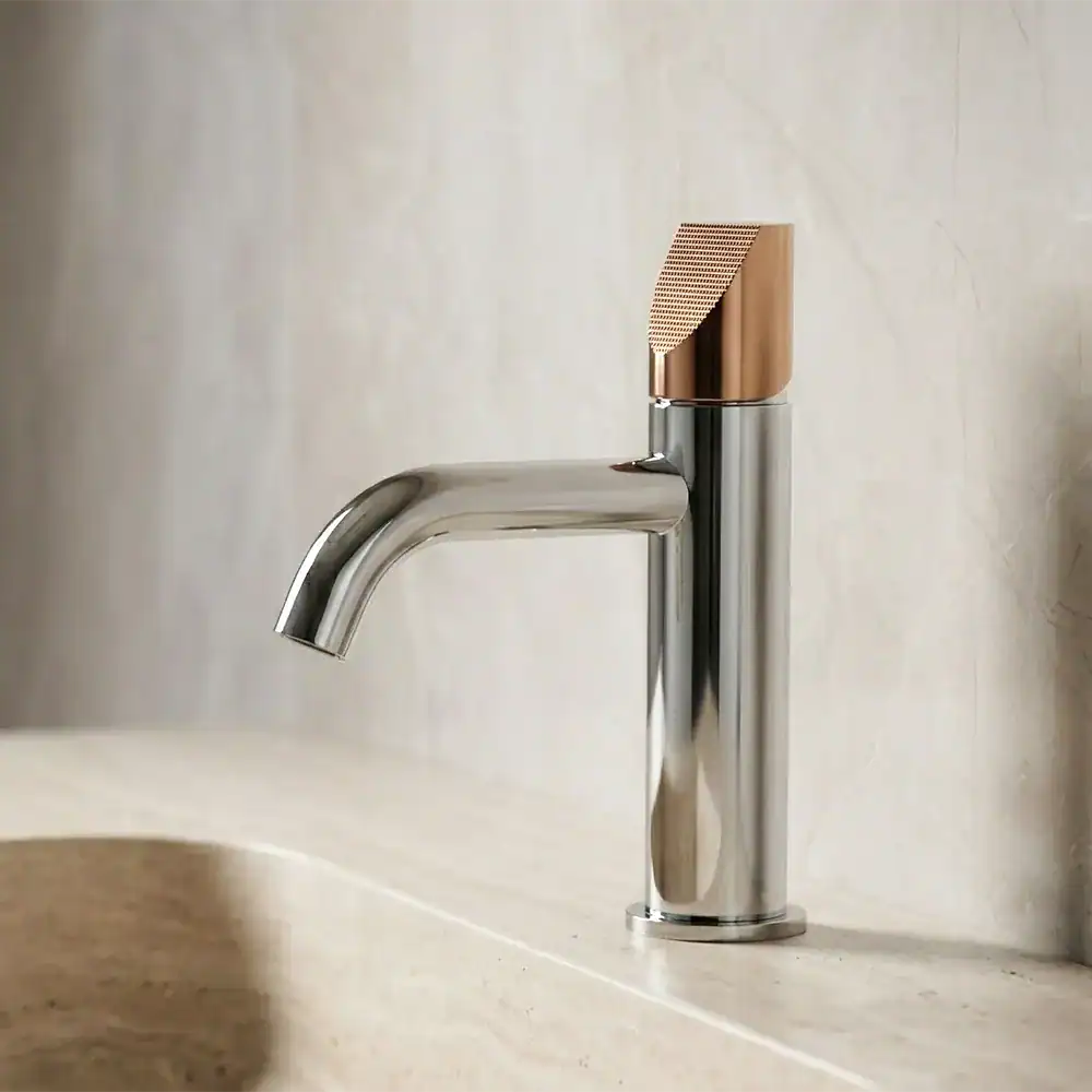 B1014 01 Lanerdi basin mixer tap with wedge shape handle