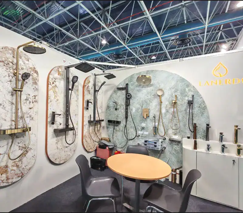 China faucet manufacturer Lanerdi booth at the Dubai The Big 5 Global exhibition