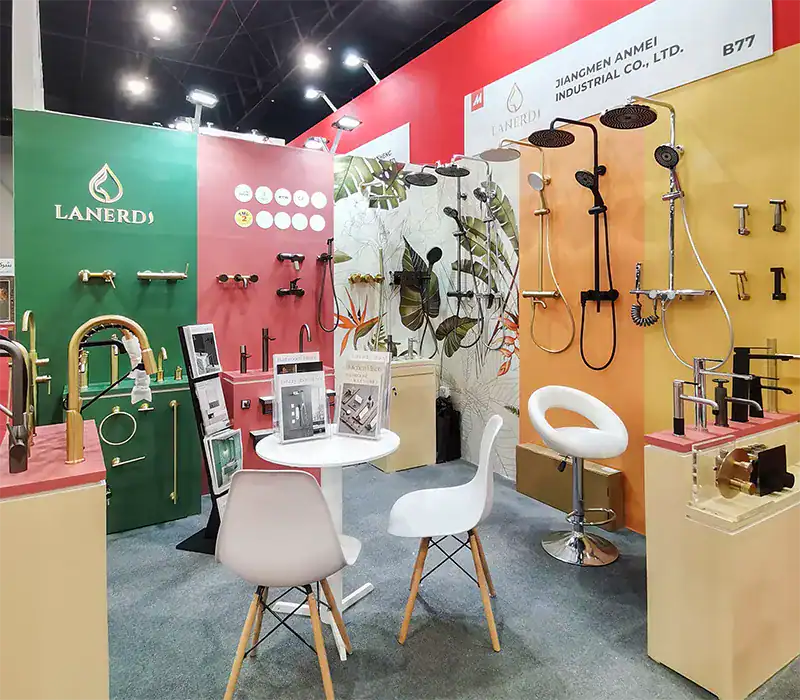 China faucet manufacturer Lanerdi booth at the Saudi Arabia CIDEX exhibition