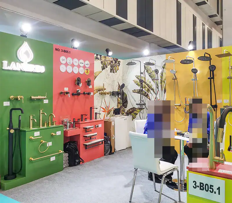 China faucet manufacturer Lanerdi booth in the Turkey UNICERA exhibition
