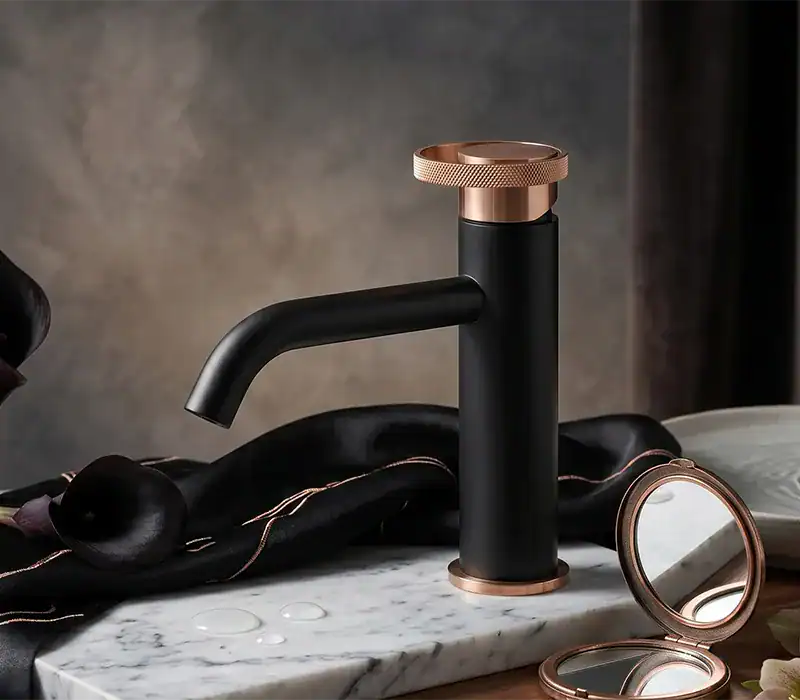 Rose gold and matte black basin mixer at KBC Shanghai - B1004F01102
