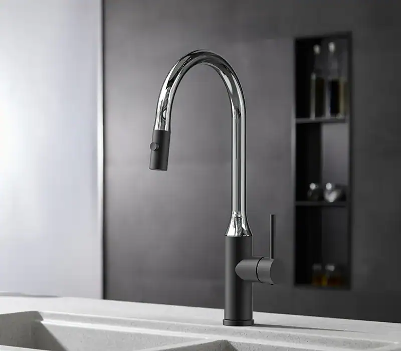 Stainless steel pull down kitchen tap at KBC Shanghai - B1004F01102