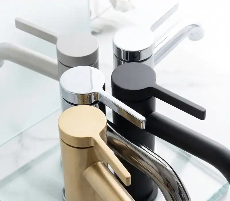 Various finishes of Basin mixer tap B1020 01 Custom PVD finishes stainless steel bathroom tap color matching and OEM prototyping for luxury hospitality projects