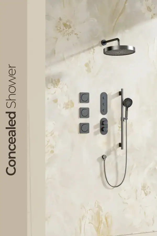 Concealed thermostatic shower systems and built-in rough-in valves OEM catalog by Lanerdi