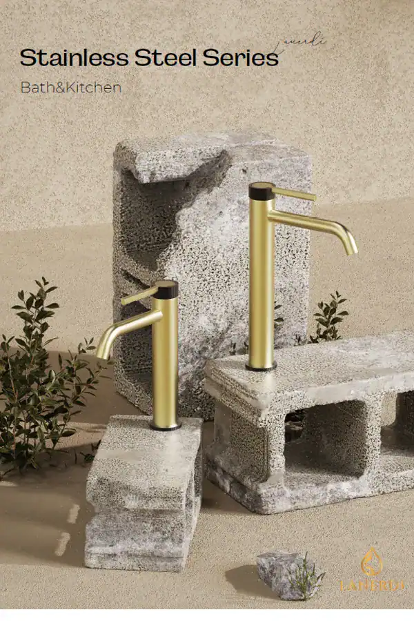 Solid INOX 304 and 316 stainless steel faucet OEM catalog cover by Lanerdi factory