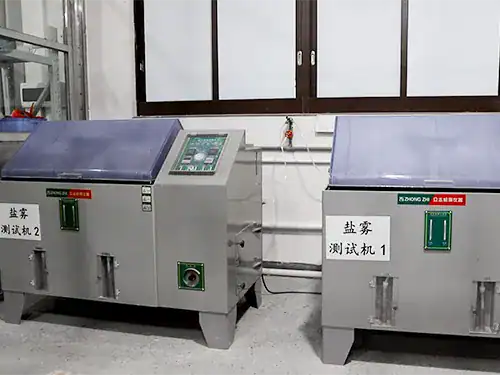 Salt spray chambers testing PVD faucet finish corrosion resistance for OEM manufacturing