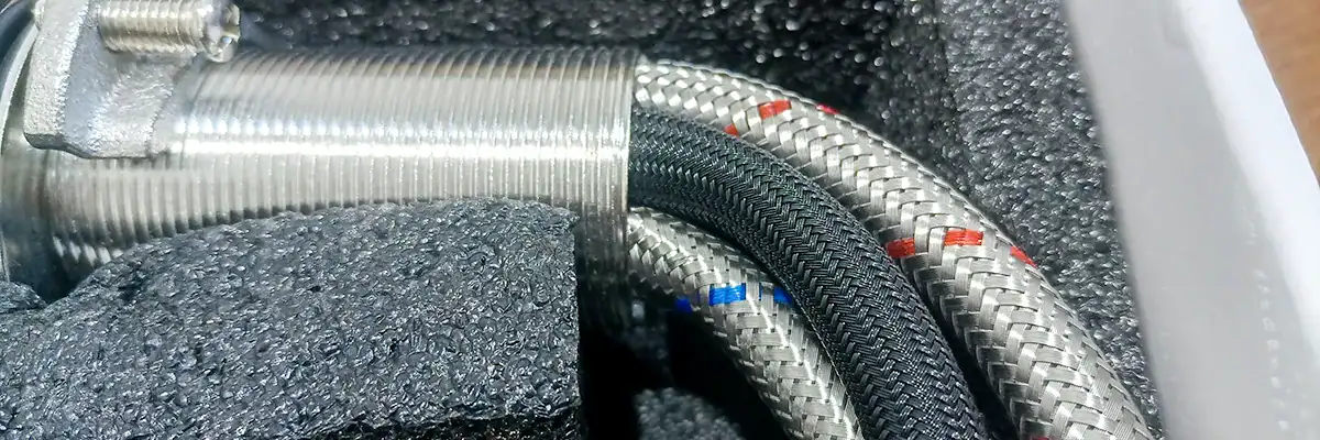 Packaging-related hose bending and an internal anti-rotation feature checked during faucet sample evaluation