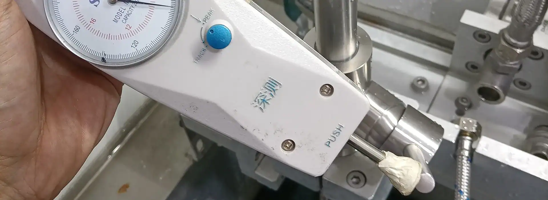 Faucet handle movement, body gaps, alignment, and finish checked during sample evaluation