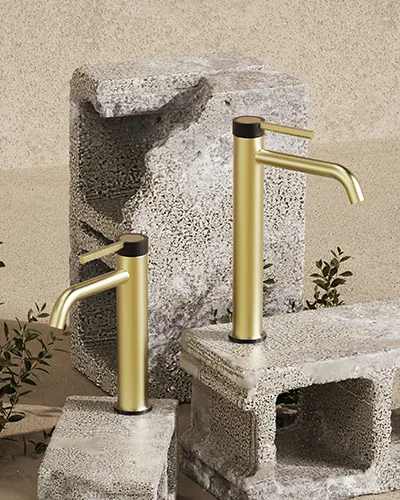 Lanerdi stainless steel brushed gold short and tall basin faucet B1025